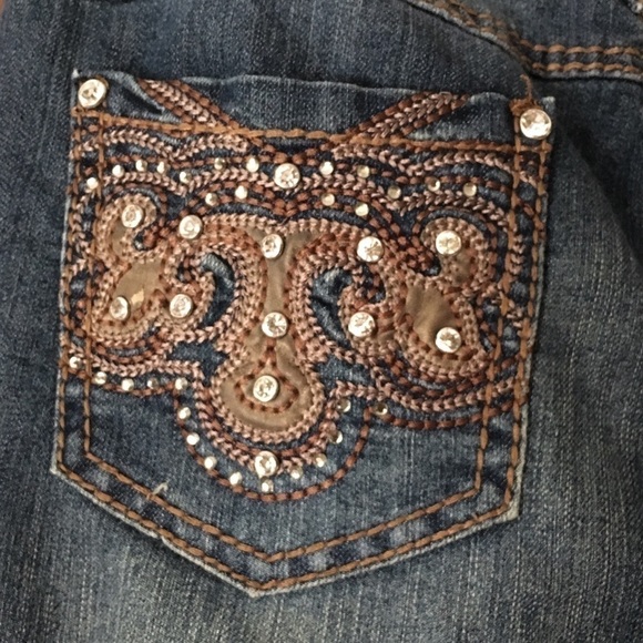 EARL JEANS Bootcut Bling Embroidered Pockets Mid Rise Stretch Denim Western 8 - Picture 8 of 12